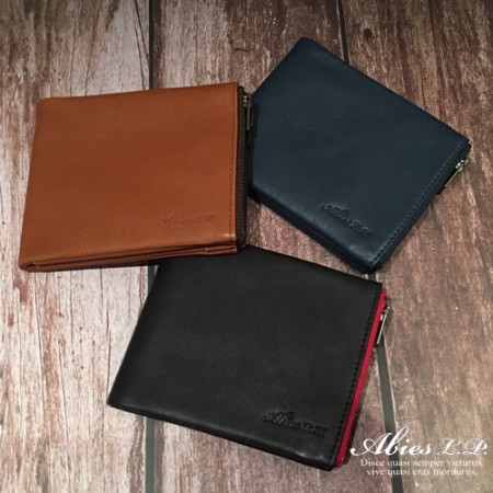 ABIES L.P. 財布 メンズ 二つ折り ダブルファスナー 本革 L字ファスナー 10枚収納