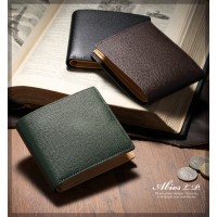 ABIES L.P. 角シボ型押し牛革　 二つ折り財布