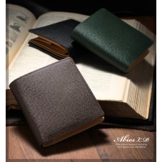 ABIES L.P. 角シボ型押し牛革　 二つ折り財布（BOX小銭入れつき）